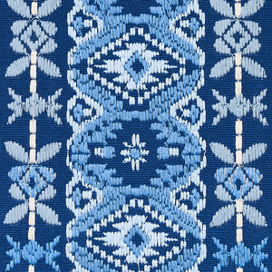 Schumacher Cosima Embroidery Fabric 79680 / Blue Multi