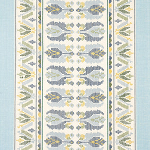 Schumacher Sandor Stripe Embroidery Fabric 79830 / Chambray