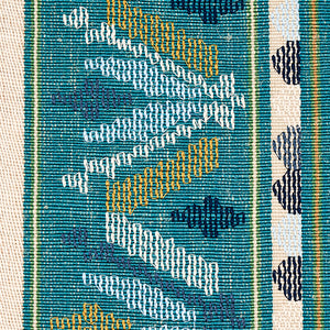 Schumacher Sandor Stripe Embroidery Fabric 79832 / Peacock