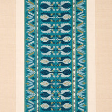 Load image into Gallery viewer, Schumacher Sandor Stripe Embroidery Fabric 79832 / Peacock