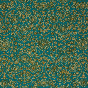 Schumacher Tiana Embroidery Fabric 79862 / Peacock