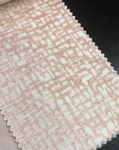 2 Colorways Abstract Geometric Velvet Upholstery Fabric Blush Cream Gray