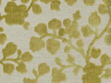 Load image into Gallery viewer, Gray Amber Lime Green Aqua Blue Floral Botanical Cut Velvet Upholstery Fabric