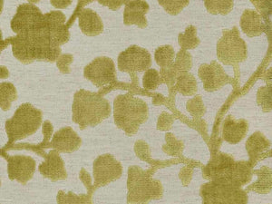 Gray Amber Lime Green Aqua Blue Floral Botanical Cut Velvet Upholstery Fabric