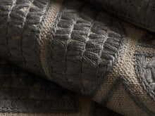 Load image into Gallery viewer, Grey Gray Ivory Tribal Geometric Abstract Embroidered Drapery Fabric