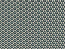 Load image into Gallery viewer, Grey Navy Steel Blue Rose Beige Geometric Art Deco Cut Velvet Upholstery Fabric