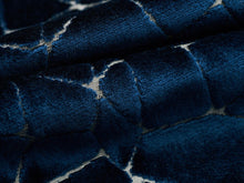 Load image into Gallery viewer, Abstract Geometric Beige Black Navy Blue Teal Cut Velvet Upholstery Fabric