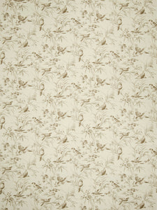Floral Bird Print Toile Drapery Fabric / Bisque