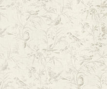 Load image into Gallery viewer, Floral Bird Print Toile Drapery Fabric / Blanc
