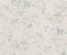 Load image into Gallery viewer, Floral Bird Print Toile Drapery Fabric / Chambray