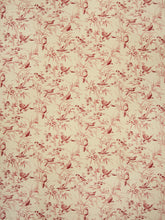 Load image into Gallery viewer, Floral Bird Print Toile Drapery Fabric / Rouge