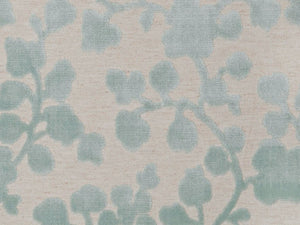 Teal Blue Beige Steel Blue Purple Floral Botanical Cut Velvet Upholstery Fabric