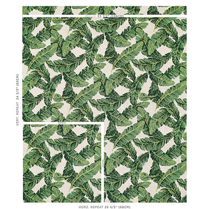 Schumacher Tropical Leaf Epingle Fabric 80090 / Green & Ivory