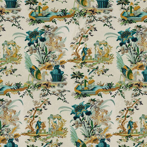 Brunschwig & Fils Le Lac Fabric / Aqua/Green