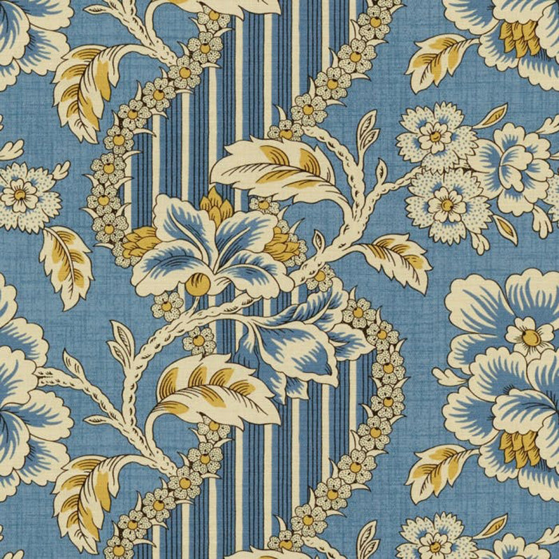 Brunschwig & Fils Bois De Rose Fabric / Blue/Gold