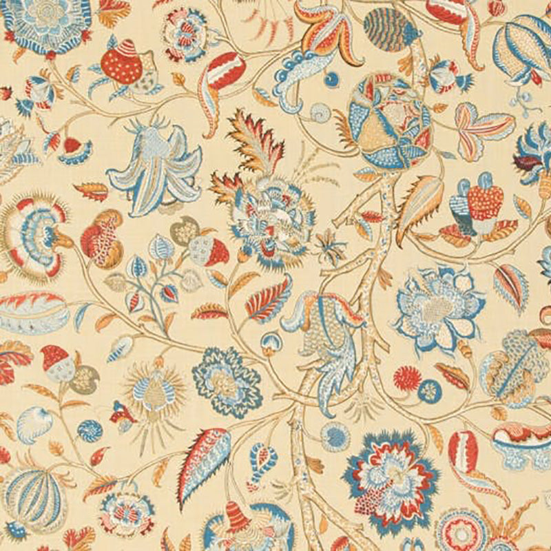 Brunschwig & Fils Aravali Fabric / Currant/Blue