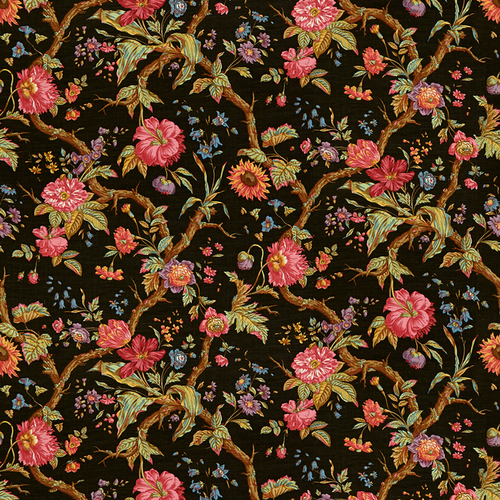 Brunschwig & Fils Arbre Fleuri Fabric / Chocolat