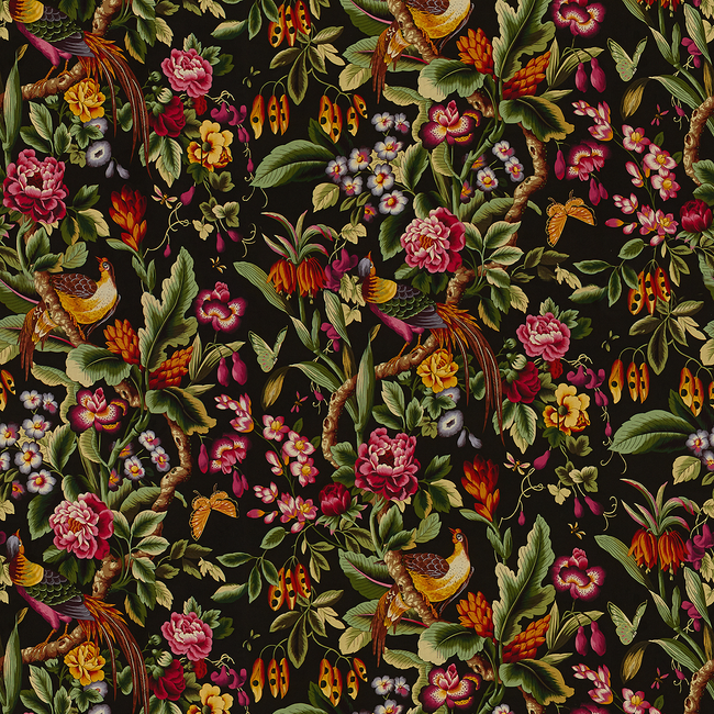 Brunschwig & Fils Pheasans Fabric / Chocolat