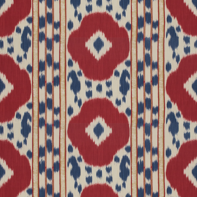 Brunschwig & Fils Varkala Print Fabric / Red/Blue