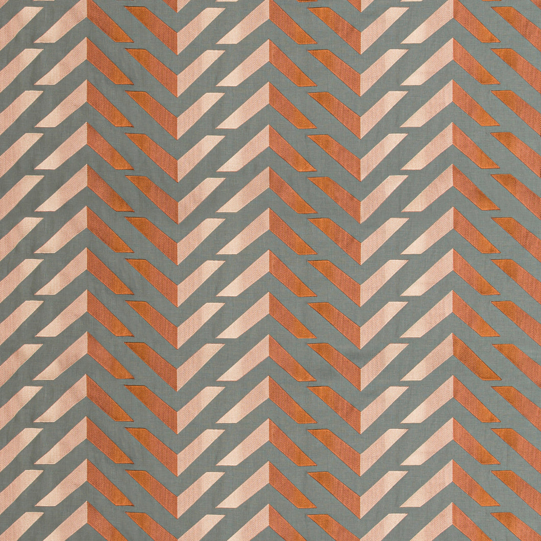 Brunschwig & Fils Les Vagues Emb Fabric / Pink/Rust
