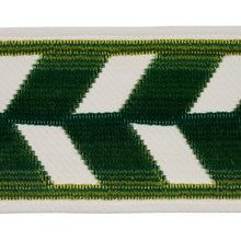 Load image into Gallery viewer, Schumacher Chevron Strie Velvet Tape Trim 80182 / Emerald