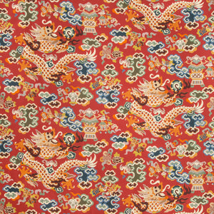 Brunschwig & Fils Ming Dragon Print Fabric / Claret