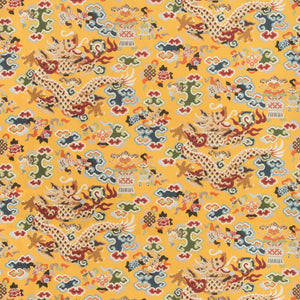 Brunschwig & Fils Ming Dragon Print Fabric / Saffron