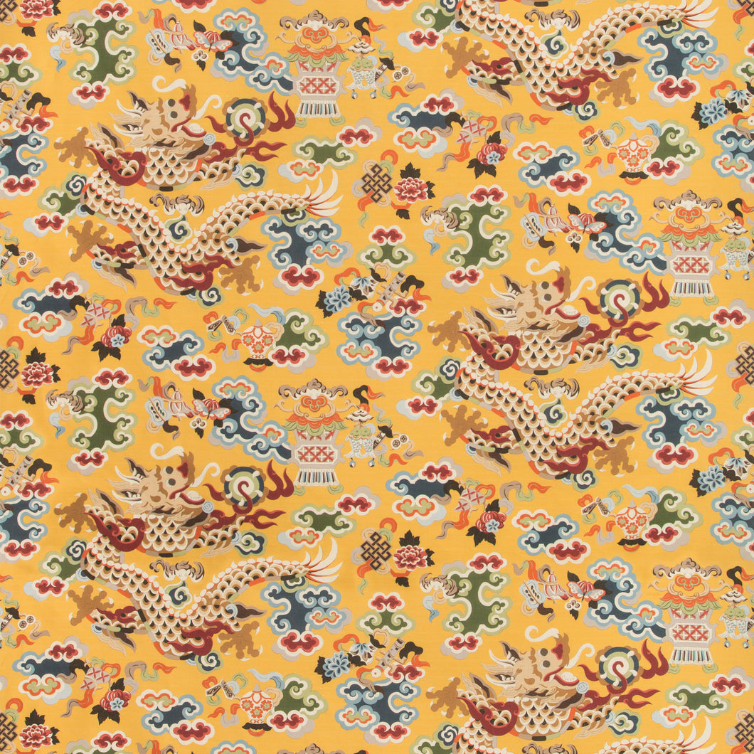 Brunschwig & Fils Ming Dragon Print Fabric / Saffron