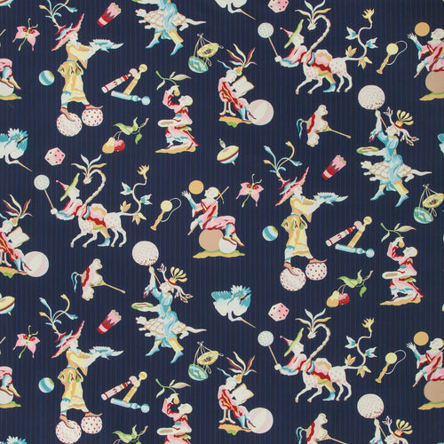 Brunschwig & Fils Cirque Chinois Print Fabric / Navy