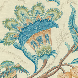 Brunschwig & Fils Louverne Print Fabric / Aqua