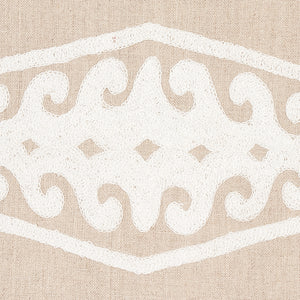 Schumacher Seema Embroidery Fabric 80211 /  Ivory On Natural