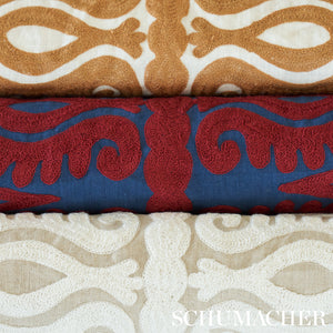 Schumacher Seema Embroidery Fabric 80211 /  Ivory On Natural