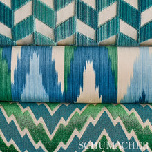 Load image into Gallery viewer, Schumacher Florentine Chevron Velvet Fabric 80220 / Black