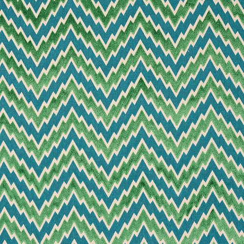 Schumacher Florentine Chevron Velvet Fabric 80221 / Emerald