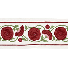 Load image into Gallery viewer, Schumacher Saranda Flower Embroidery Tape Trim 80390 / Cardinal