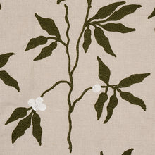 Load image into Gallery viewer, Schumacher Lilla Embroidery Fabric 80430 / Olive On Neutral