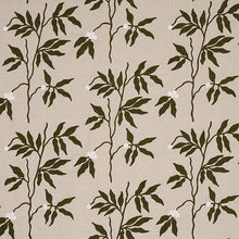 Load image into Gallery viewer, Schumacher Lilla Embroidery Fabric 80430 / Olive On Neutral