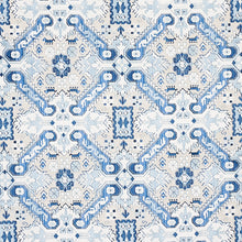 Load image into Gallery viewer, Schumacher Tiraz Velvet Fabric 80601 / Indigo