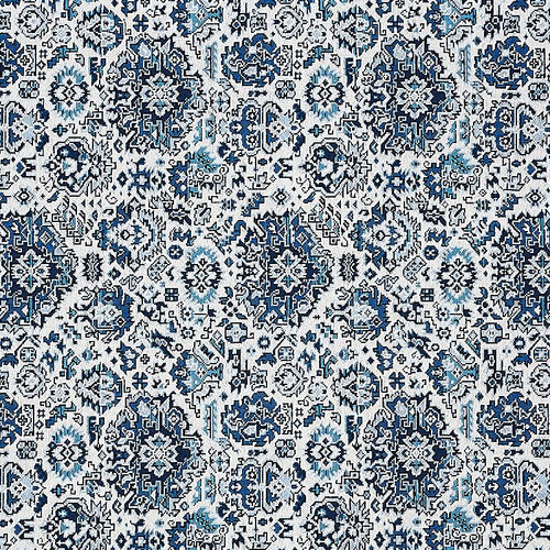 Schumacher Pallay Épinglé Fabric 80622 / Porcelain On Ivory