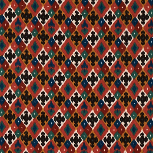 Schumacher Sasha Diamond Ikat Fabric 80661 / Rose And Saffron