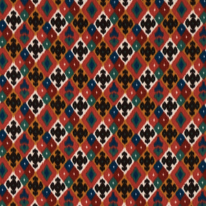 Schumacher Sasha Diamond Ikat Fabric 80661 / Rose And Saffron