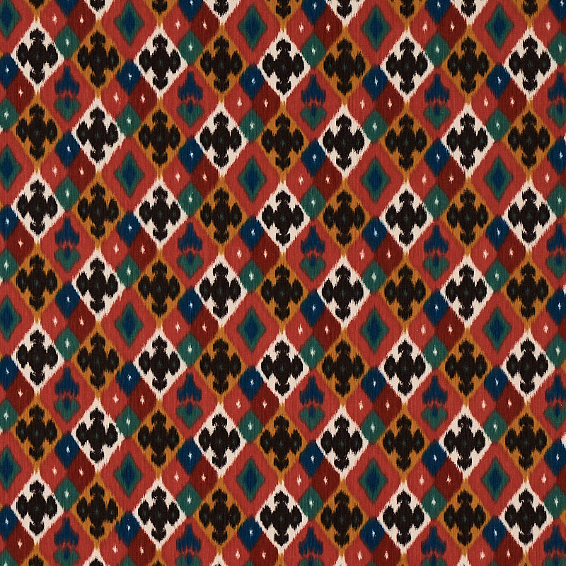 Schumacher Sasha Diamond Ikat Fabric 80661 / Rose And Saffron