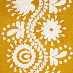 Schumacher Theodora Embroidery Fabric 80740 / Saffron