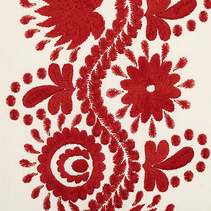 Schumacher Theodora Embroidery Fabric 80742 / Red