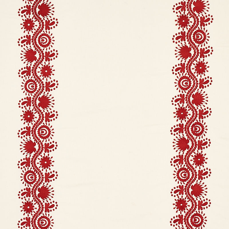 Schumacher Theodora Embroidery Fabric 80742 / Red