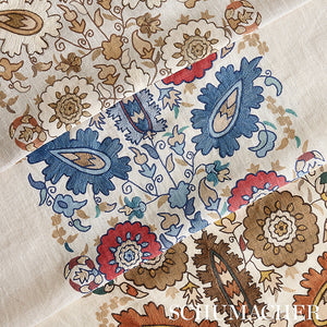 Schumacher Anatolia Embroidery Fabric 80750 / Blue & Red