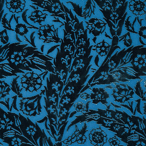Schumacher Saz Paisley Silk Velvet Fabric 80780 / Blue