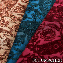 Load image into Gallery viewer, Schumacher Saz Paisley Silk Velvet Fabric 80782 / Burgundy