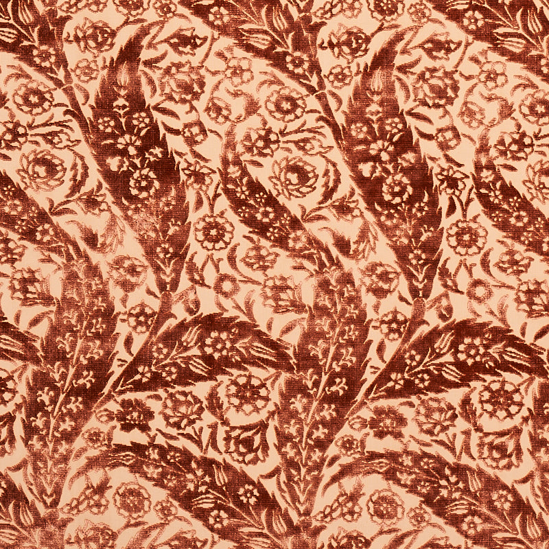 Schumacher Saz Paisley Silk Velvet Terracotta