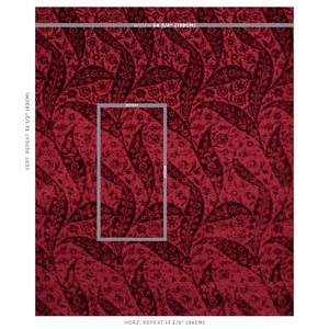 Schumacher Saz Paisley Silk Velvet Fabric 80782 / Burgundy